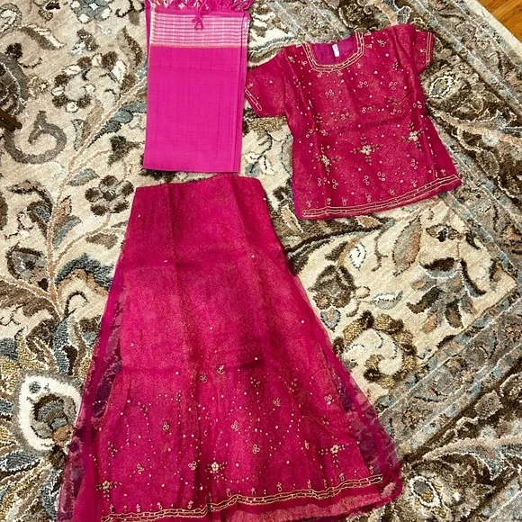 Pink Embroidered girls Anarkali - Picture 1 of 4